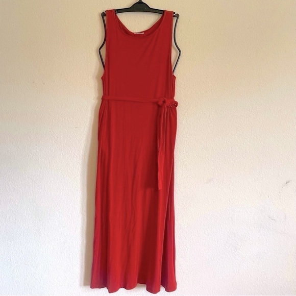 J.Jill woman's maxi sleeveless dress size M terracotta waist tie casual flowy - Picture 1 of 9